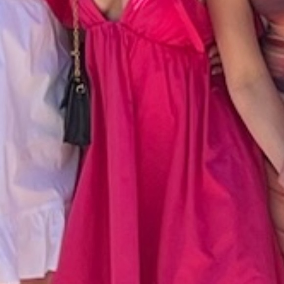 For Love And Lemons Pink Babydoll Mini Dress Plunge Neckline - Picture 3 of 4